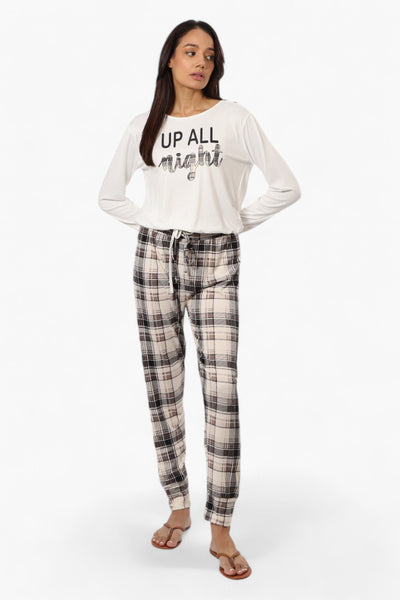 Canada Weather Gear Up All Night Print Drawstring Pajama Top - White - Womens Pajamas - Fairweather