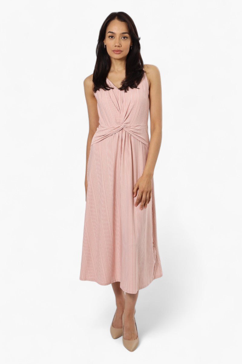 Limite Striped Sleeveless Front Twist Maxi Dress - Pink - Womens Maxi Dresses - Fairweather