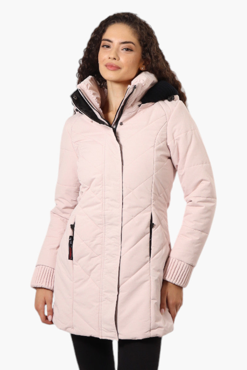 Canada Weather Gear Chevron Quilted Parka Jacket - Pink - Womens Parka Jackets - Fairweather