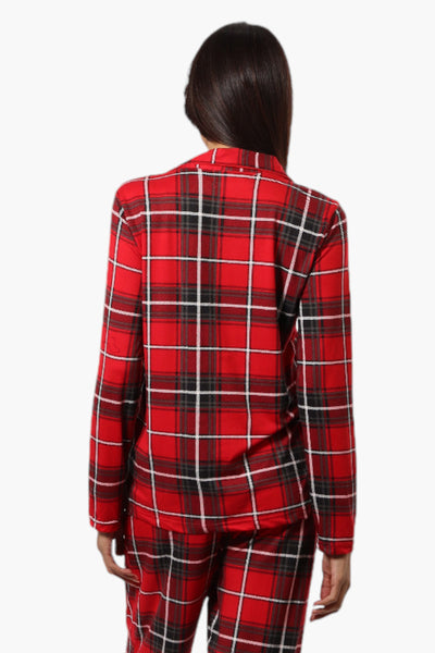 Canada Weather Gear Plaid Button Down Pajama Top - Red - Womens Pajamas - Fairweather