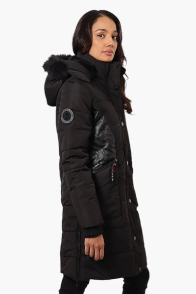 Canada Weather Gear Vegan Leather Insert Parka Jacket - Black - Womens Parka Jackets - Fairweather