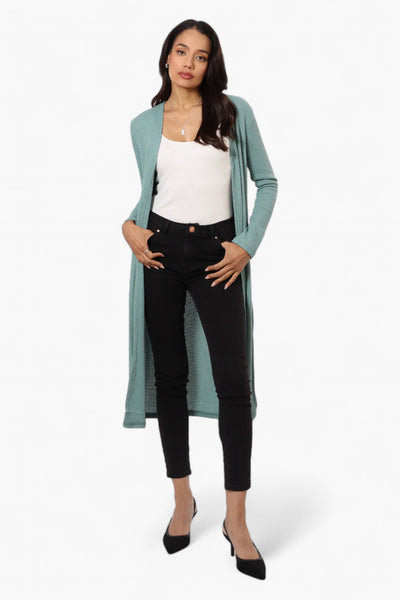 International INC Company Long Sleeve Side Slit Wrap Cardigan - Turquoise - Womens Cardigans - Fairweather