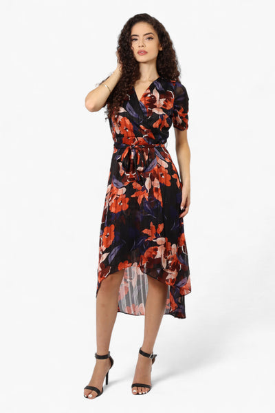 Limite Floral Belted Crossover Maxi Dress - Navy - Womens Maxi Dresses - Fairweather