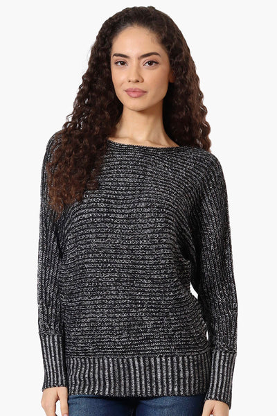 International INC Company Ribbed Boat Neck Pullover Sweater - Black - Womens Pullover Sweaters - Fairweather