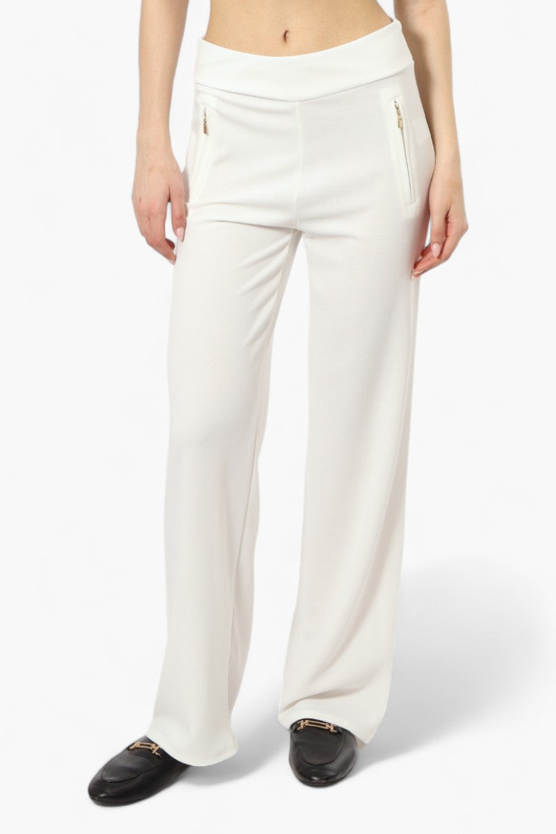 Limite Solid Basic Wide Leg Pants - White - Womens Pants - Fairweather