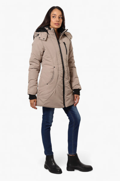 Oppenheimer Hooded Cinched Waist Parka Jacket - Beige - Womens Parka Jackets - Fairweather