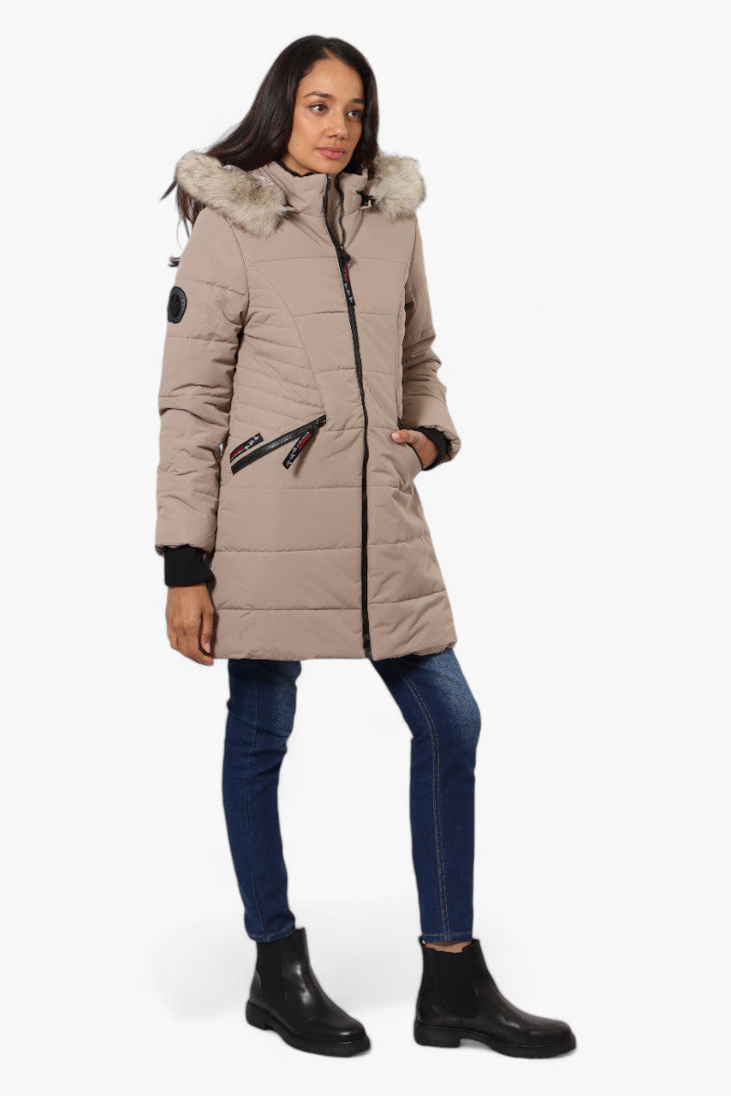 Canada Weather Gear Vegan Fur Hood Puffer Parka Jacket - Beige - Womens Parka Jackets - Fairweather