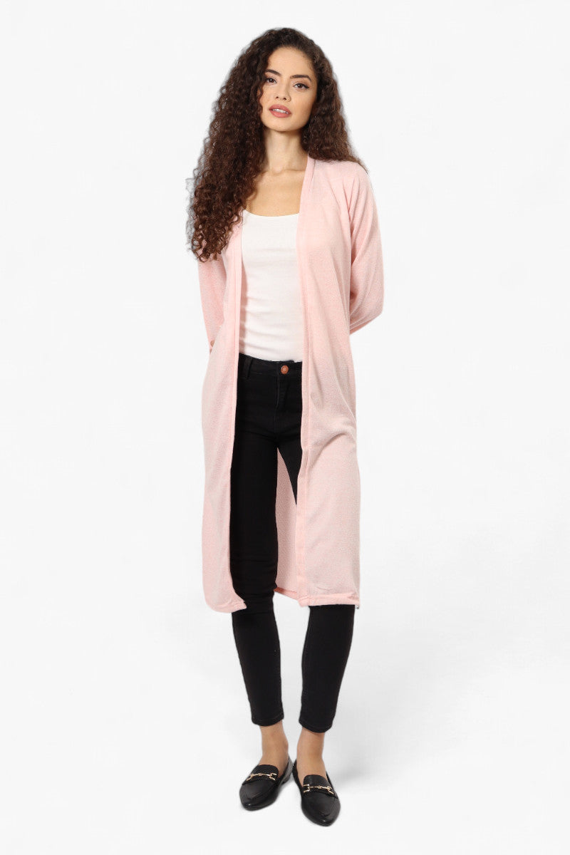 Runaway Bay Long Sleeve Side Slit Duster Cardigan Pink