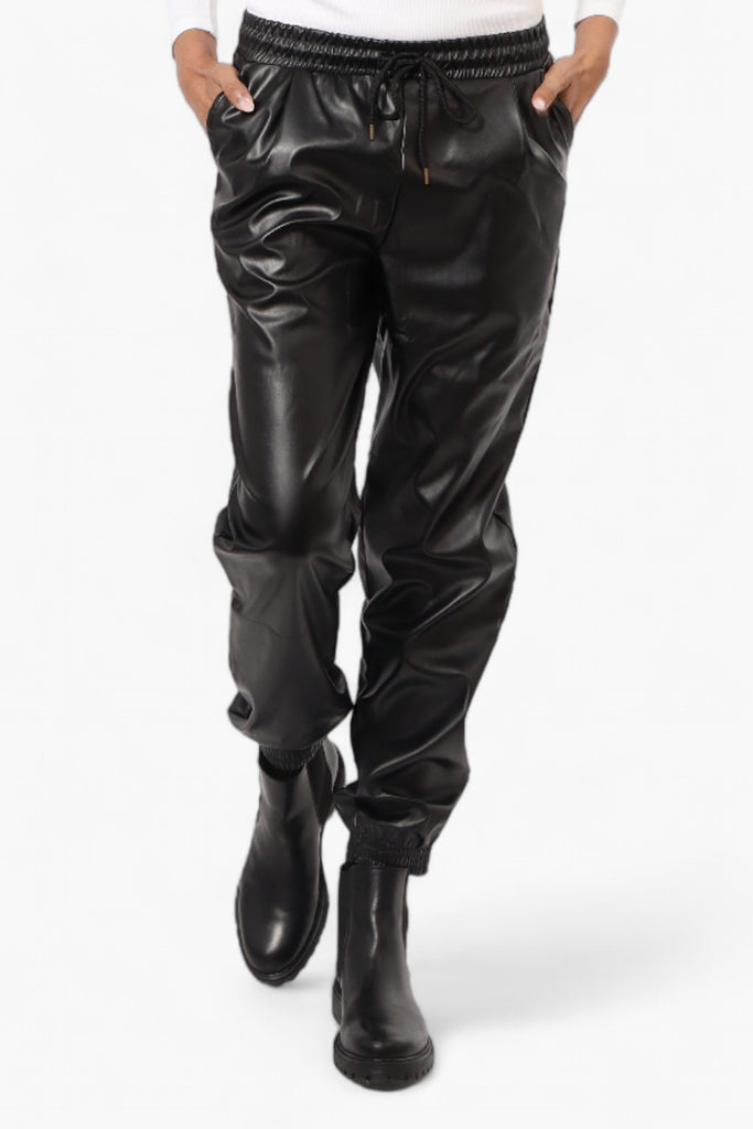 Leather jogging pants on sale