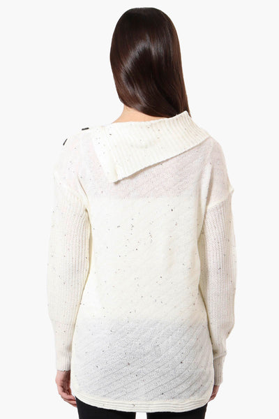 Beechers Brook Shoulder Button Split Neck Pullover Sweater - Cream - Womens Pullover Sweaters - Fairweather