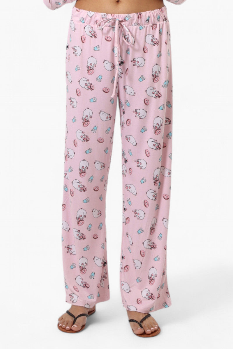 Canada Weather Gear Pug Pattern Wide Leg Pajama Pants - Pink - Womens Pajamas - Fairweather