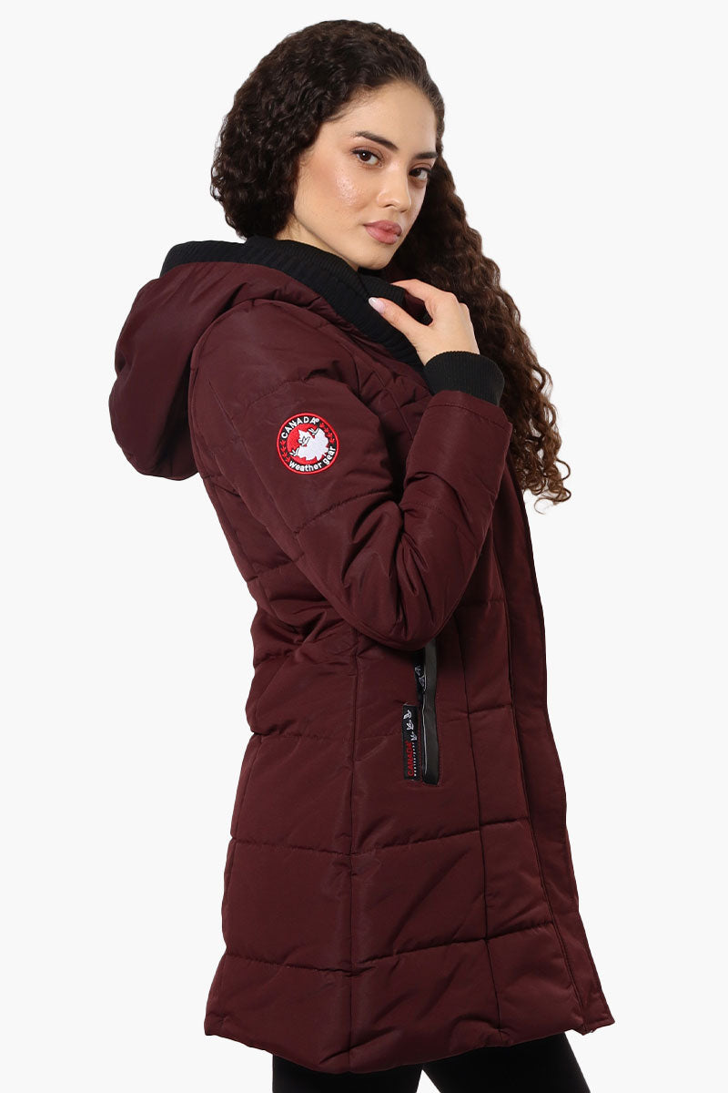 Canada Weather Gear Faux Fur Lined Hood Parka Jacket - Burgundy - Womens Parka Jackets - Fairweather