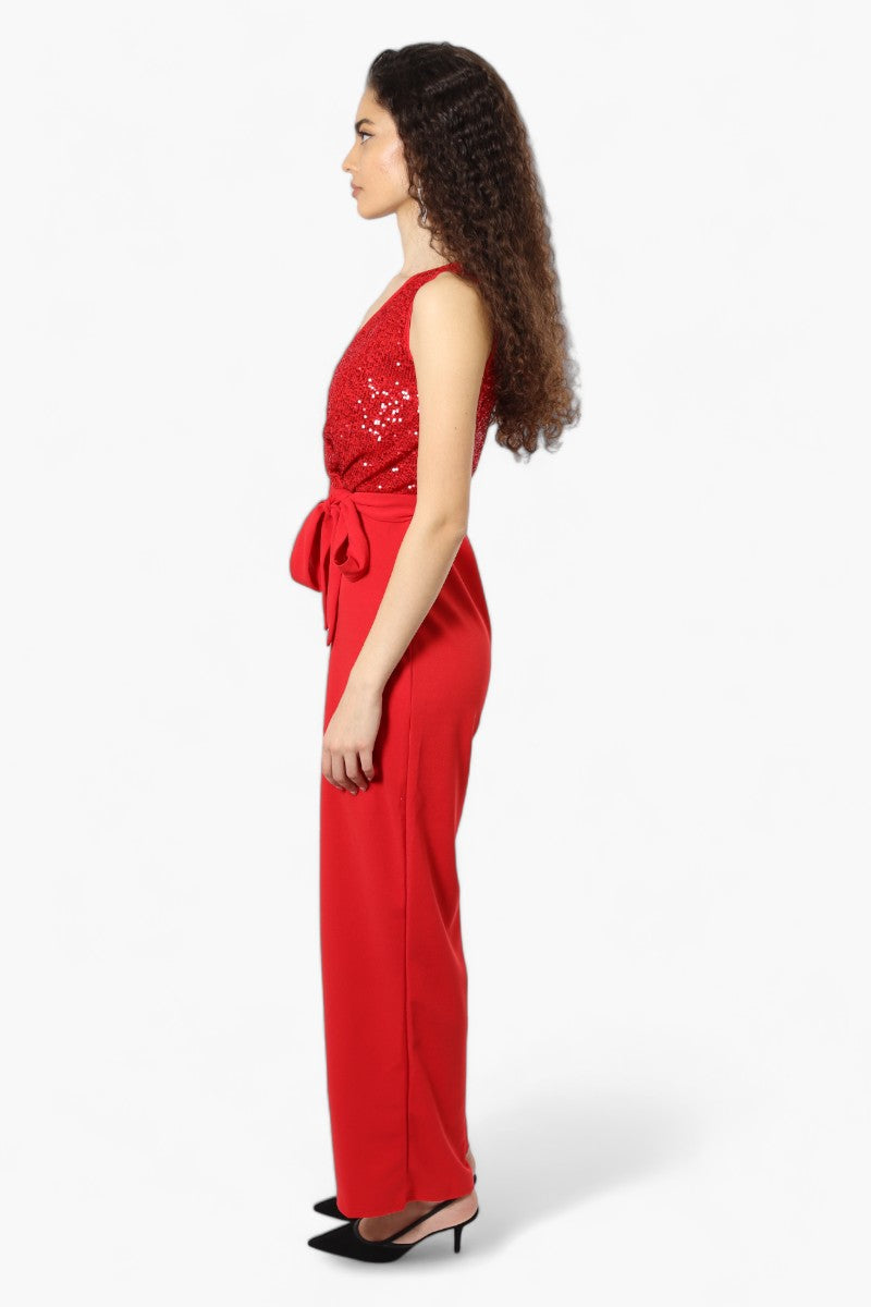 Sequin jumpsuit red on sale