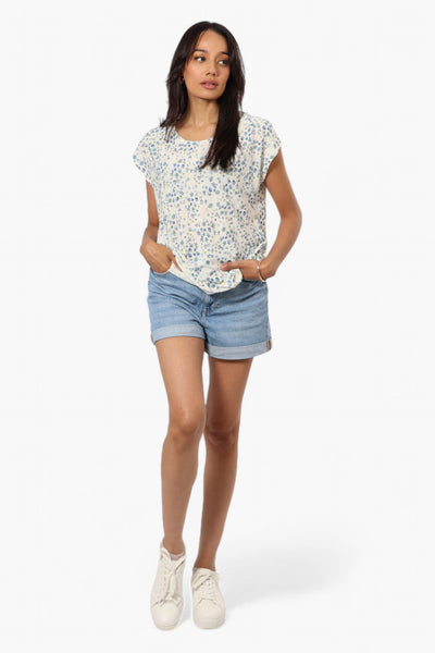 Impress Floral Cap Sleeve Tee - White - Womens Tees & Tank Tops - Fairweather