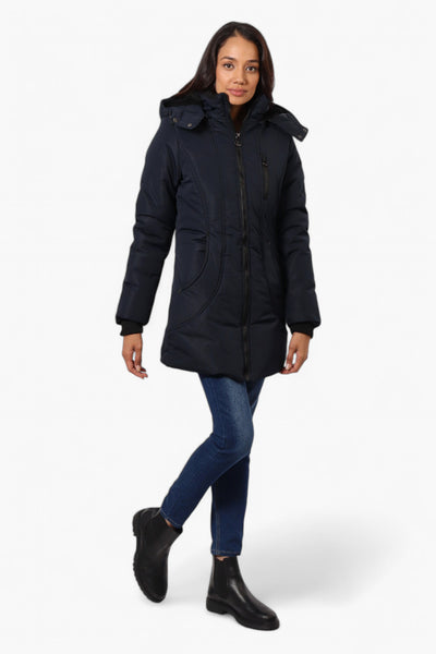 Oppenheimer Hooded Cinched Waist Parka Jacket - Navy - Womens Parka Jackets - Fairweather