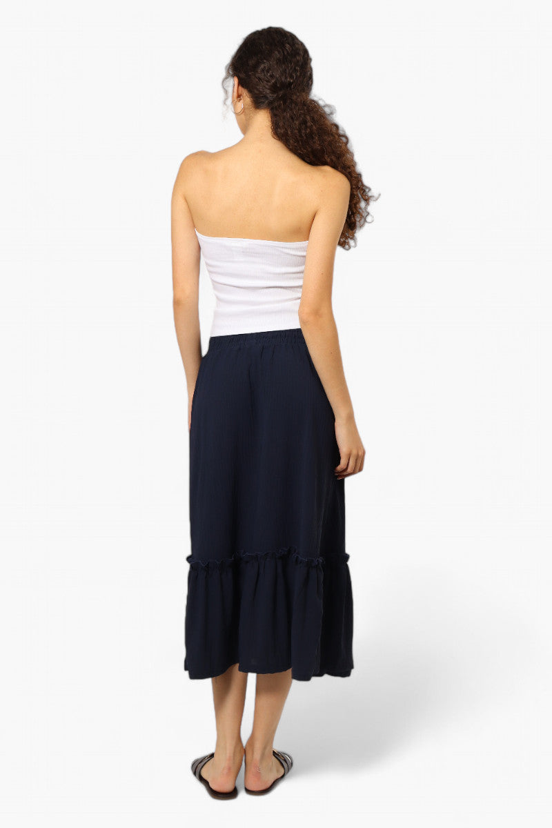 Urbanology Solid Tie Waist Tiered Skirt - Navy - Womens Skirts - Fairweather