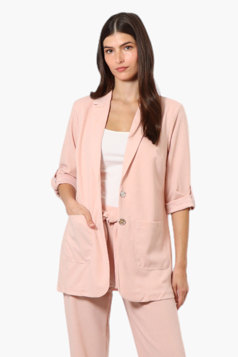 Limite Roll Up Sleeve 2 Button Blazer - Pink - Womens Blazers - Fairweather