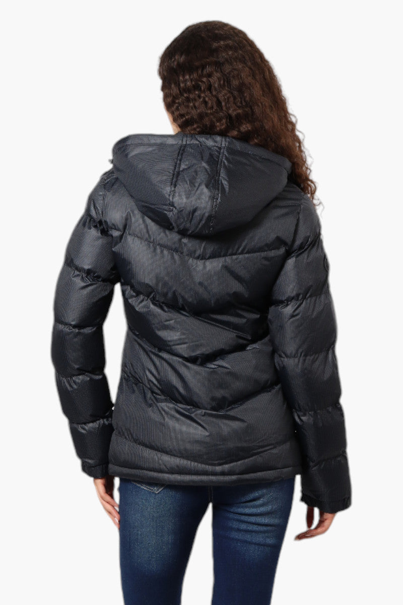 Canada Weather Gear Grid Pattern Bubble Bomber Jacket - Black - Womens Bomber Jackets - Fairweather