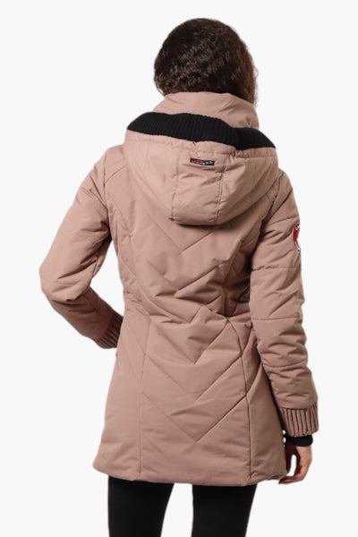 Canada Weather Gear Chevron Quilted Parka Jacket - Brown - Womens Parka Jackets - Fairweather