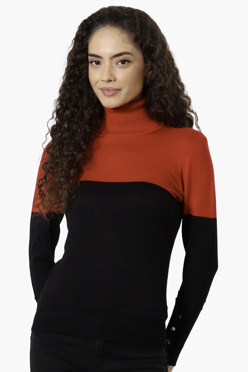 International INC Company Colour Block Turtleneck Pullover Sweater - Red - Womens Pullover Sweaters - Fairweather