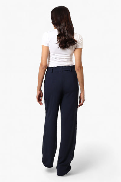 Urbanology Solid Belted Palazzo Pants - Navy - Womens Pants - Fairweather