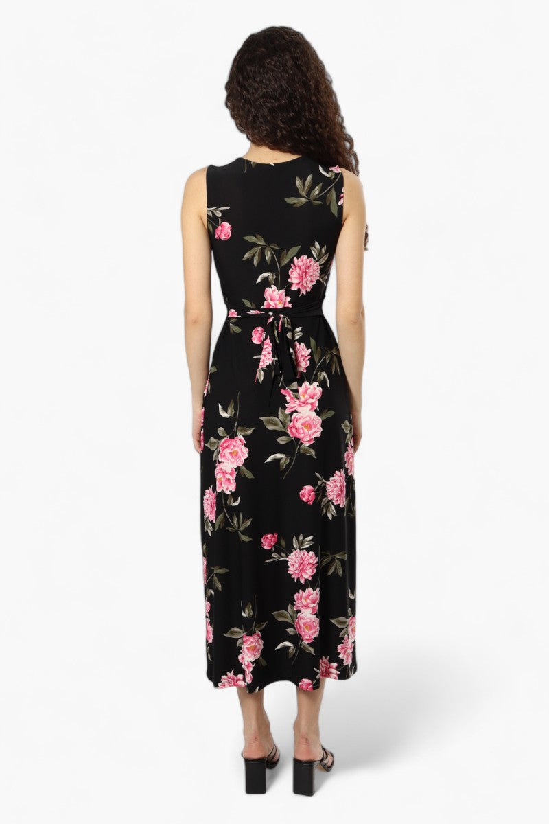 Beechers Brook Belted Floral Crossover Maxi Dress - Black - Womens Maxi Dresses - Fairweather