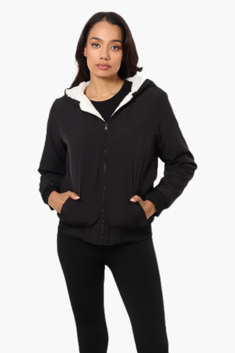 Fahrenheit Hooded Fleece Lined Windbreaker Lightweight Jacket - Black - Womens Lightweight Jackets - Fairweather