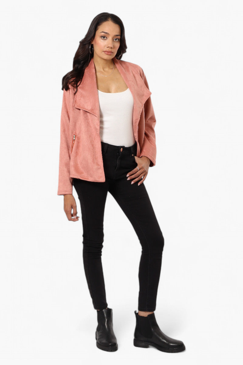 Beechers Brook Suede Waterfall Blazer - Pink - Womens Blazers - Fairweather