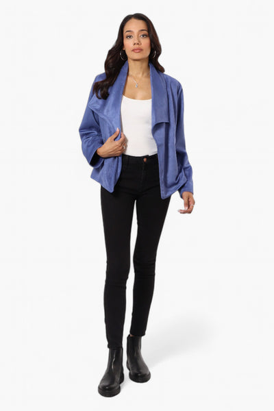 Beechers Brook Suede Waterfall Blazer - Blue - Womens Blazers - Fairweather