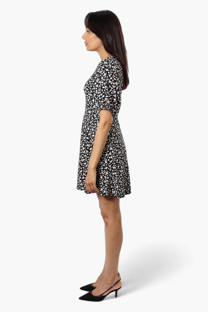 International INC Company Floral Square Neck Day Dress - Black - Womens Day Dresses - Fairweather