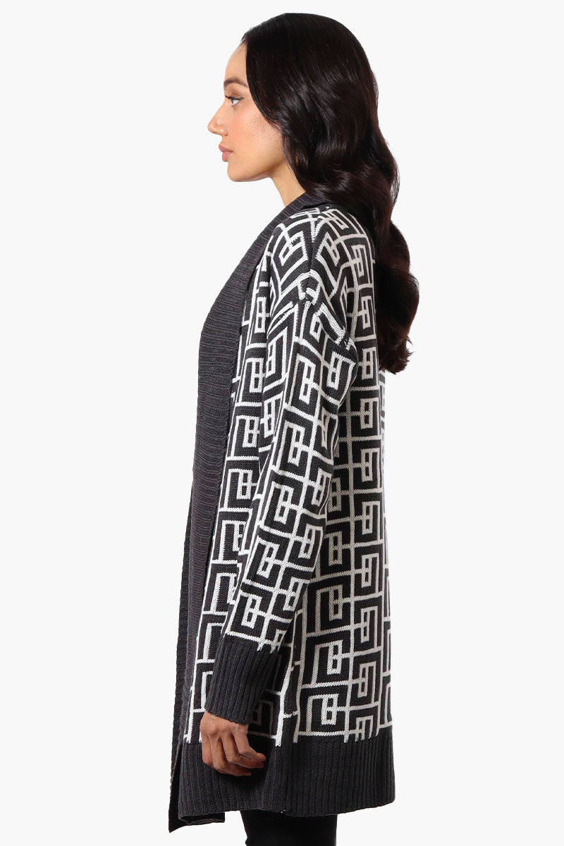 International INC Company Patterned Fold Over Wrap Cardigan - Grey - Womens Cardigans - Fairweather