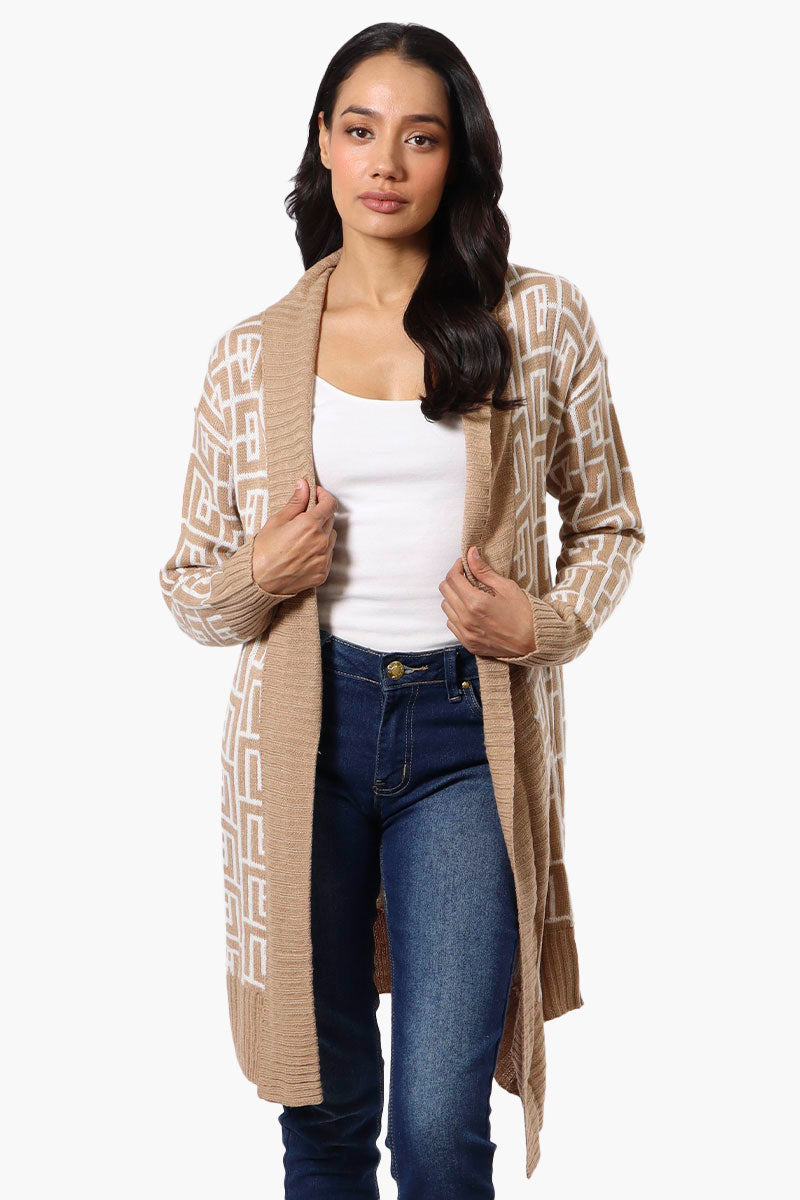 International INC Company Patterned Fold Over Wrap Cardigan - Beige - Womens Cardigans - Fairweather