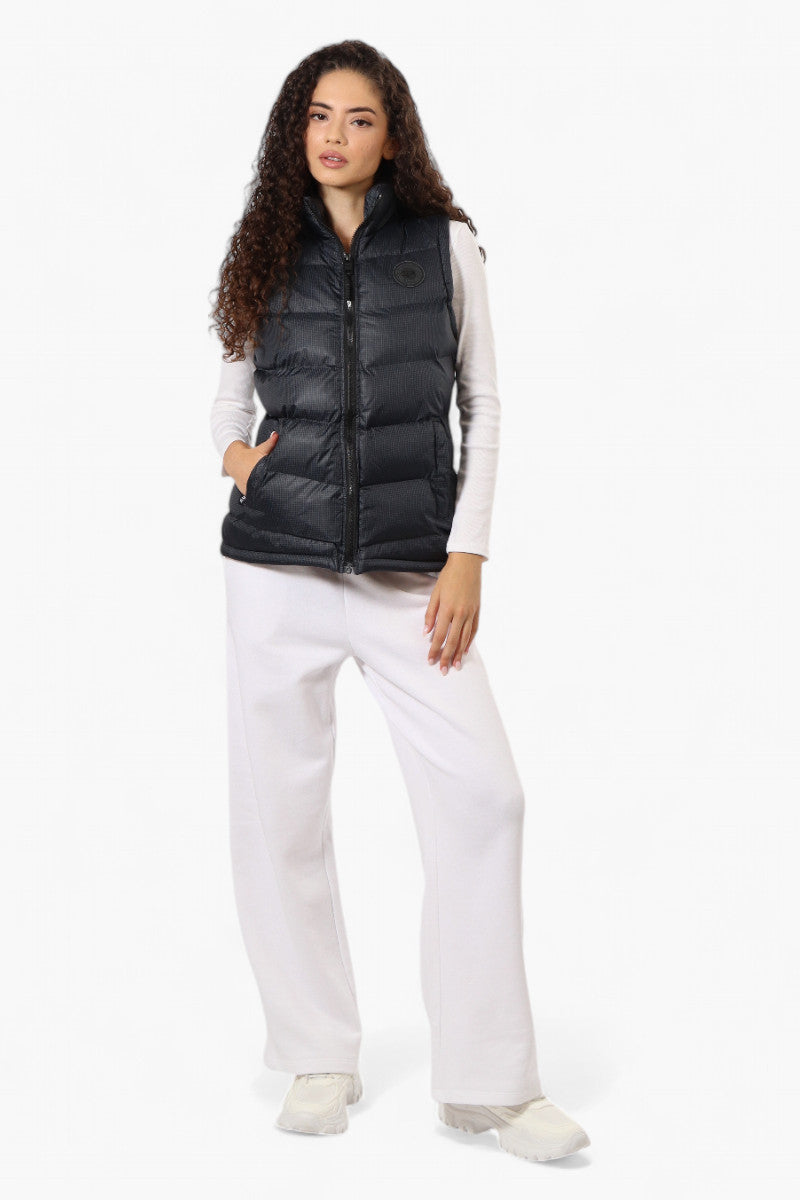 Super Triple Goose Grid Pattern Bubble Vest - Black - Womens Vests - Fairweather