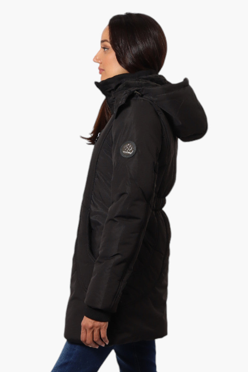 Oppenheimer Hooded Cinched Waist Parka Jacket - Black - Womens Parka Jackets - Fairweather