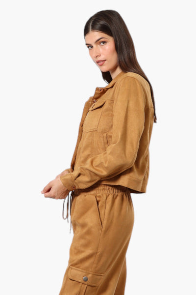 Beechers Brook Button Up Suede Trucker Lightweight Jacket - Caramel - Womens Lightweight Jackets - Fairweather