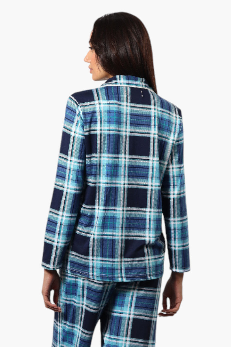 Canada Weather Gear Plaid Button Down Pajama Top - Blue - Womens Pajamas - Fairweather