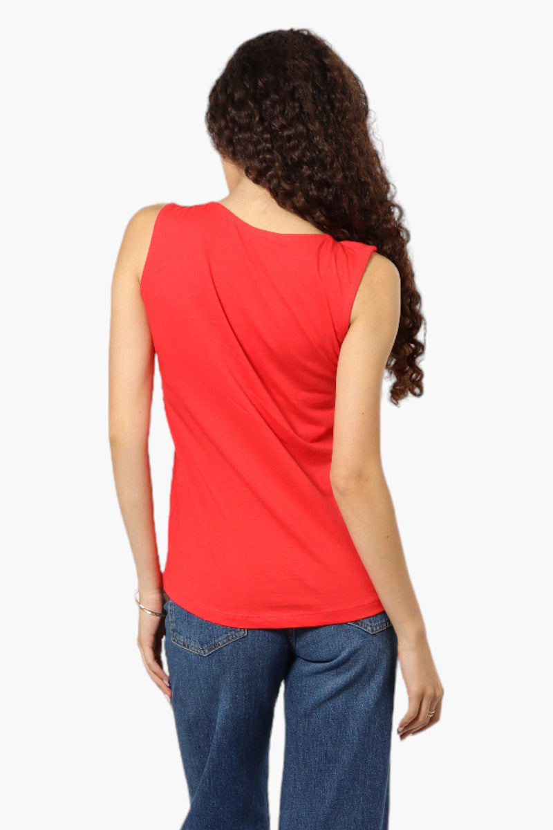 Majora Solid Lace Shoulder Tank Top - Red - Womens Tees & Tank Tops - Fairweather