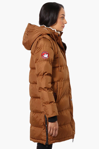 Canada Weather Gear Side Slit Puffer Parka Jacket - Brown - Womens Parka Jackets - Fairweather