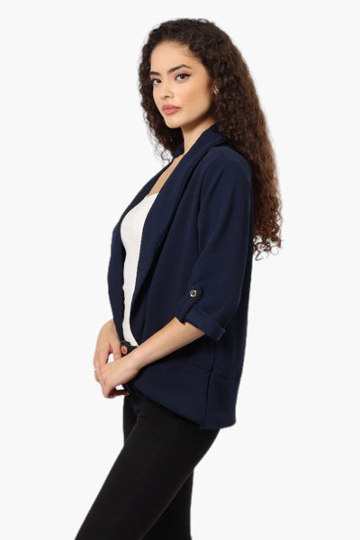 Impress Open Roll Up Sleeve Blazer - Navy - Womens Blazers - Fairweather