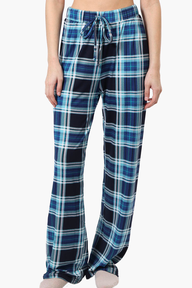 Canada Weather Gear Plaid Wide Leg Pajama Pants - Navy - Womens Pajamas - Fairweather