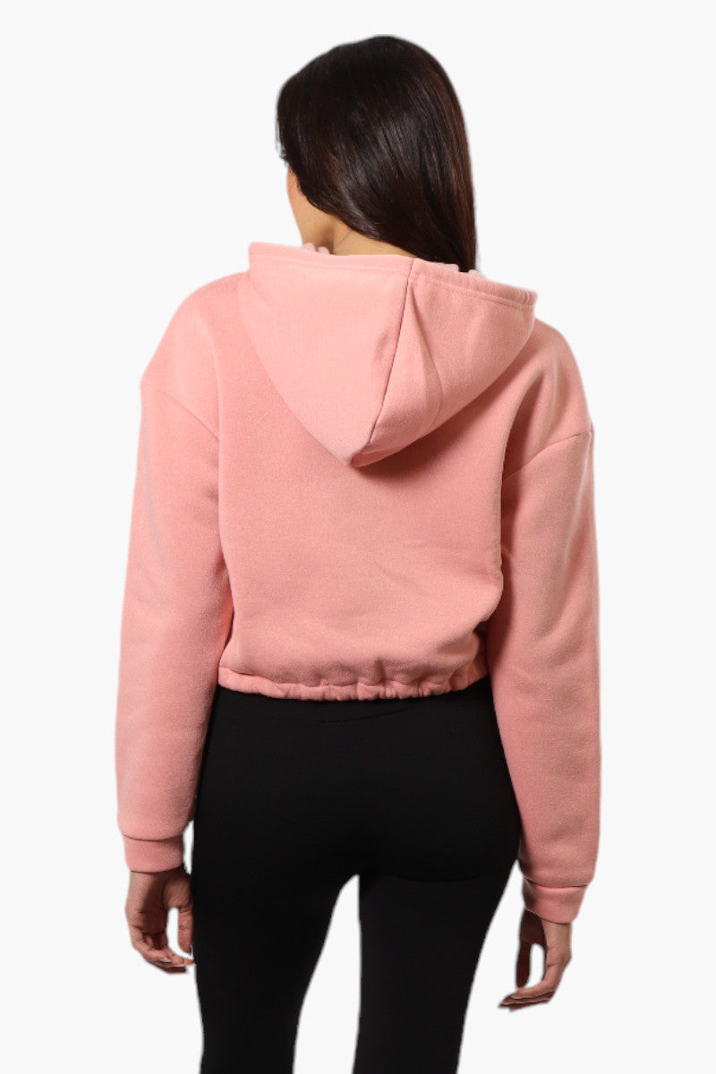 Fahrenheit Cropped Front Flap Pocket Hoodie - Pink - Womens Hoodies & Sweatshirts - Fairweather