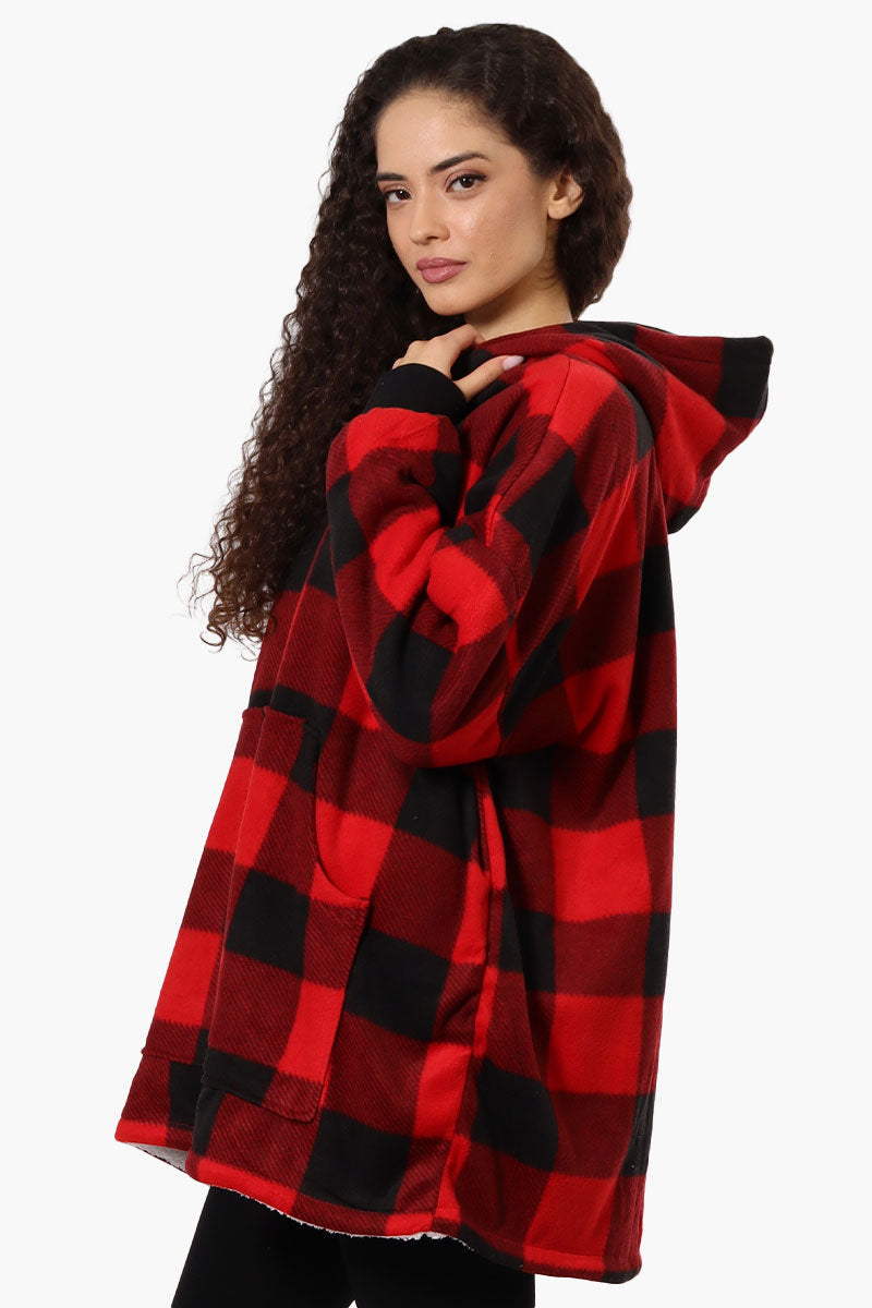 Cuddly Canuckies Plaid Oversized Pajama Hoodie - Red - Womens Pajamas - Fairweather