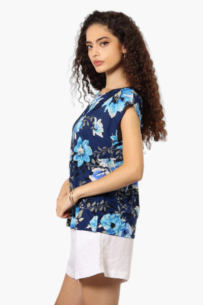 Impress Floral Cap Sleeve Tee - Navy - Womens Tees & Tank Tops - Fairweather