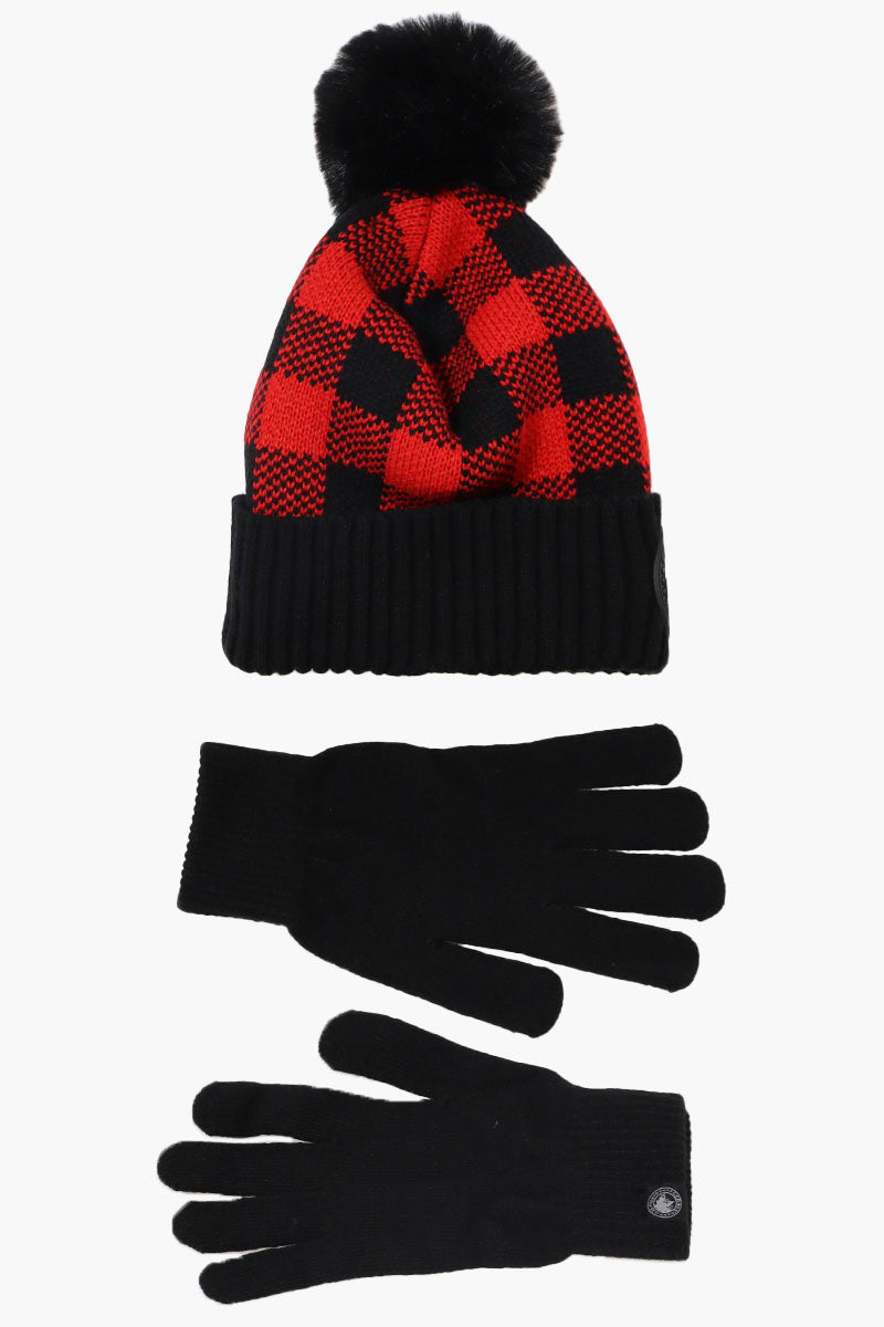 Canada Weather Gear Gloves Pom Pom Hat Set - Red - Womens Hats - Fairweather