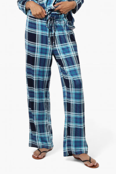 Canada Weather Gear Plaid Wide Leg Pajama Pants - Blue - Womens Pajamas - Fairweather