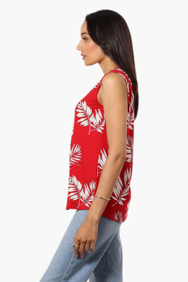 International INC Company Leaf Pattern Henley Tank Top - Red - Womens Tees & Tank Tops - Fairweather