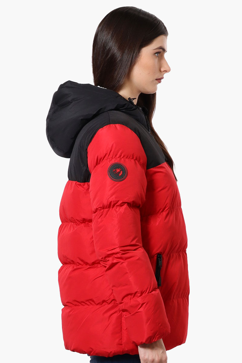 Super Triple Goose Sherpa Lined Bubble Bomber Jacket - Red - Womens Bomber Jackets - Fairweather