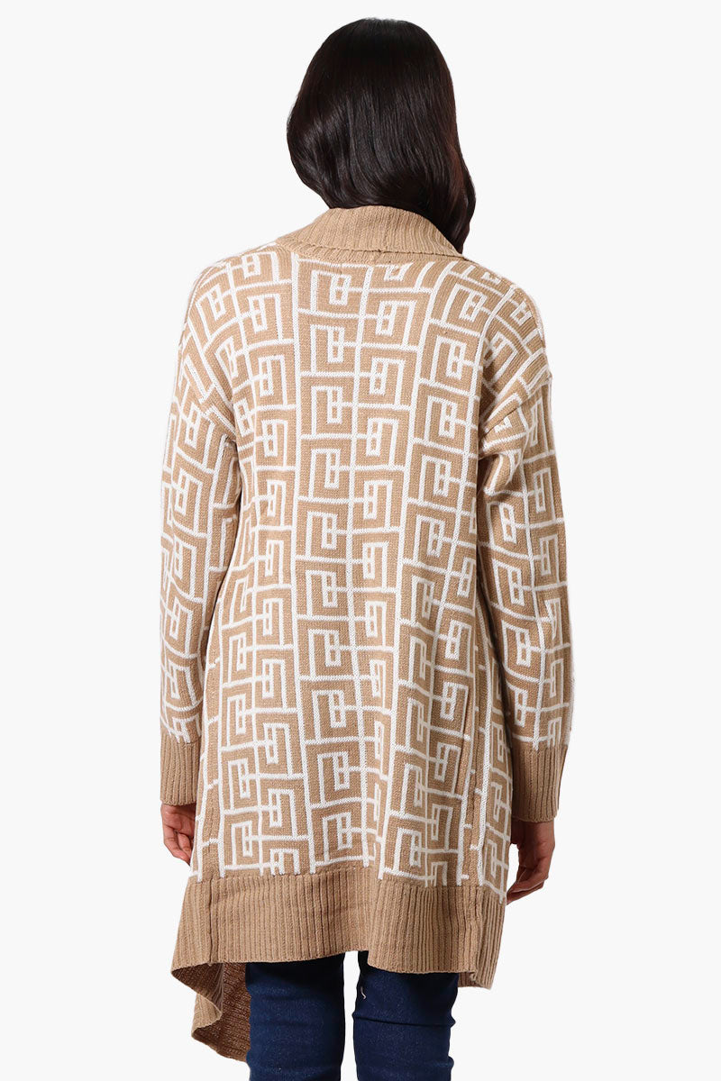 International INC Company Patterned Fold Over Wrap Cardigan - Beige - Womens Cardigans - Fairweather