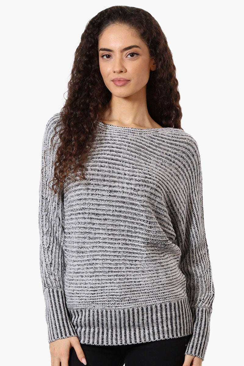 International INC Company Ribbed Boat Neck Pullover Sweater - Grey - Womens Pullover Sweaters - Fairweather