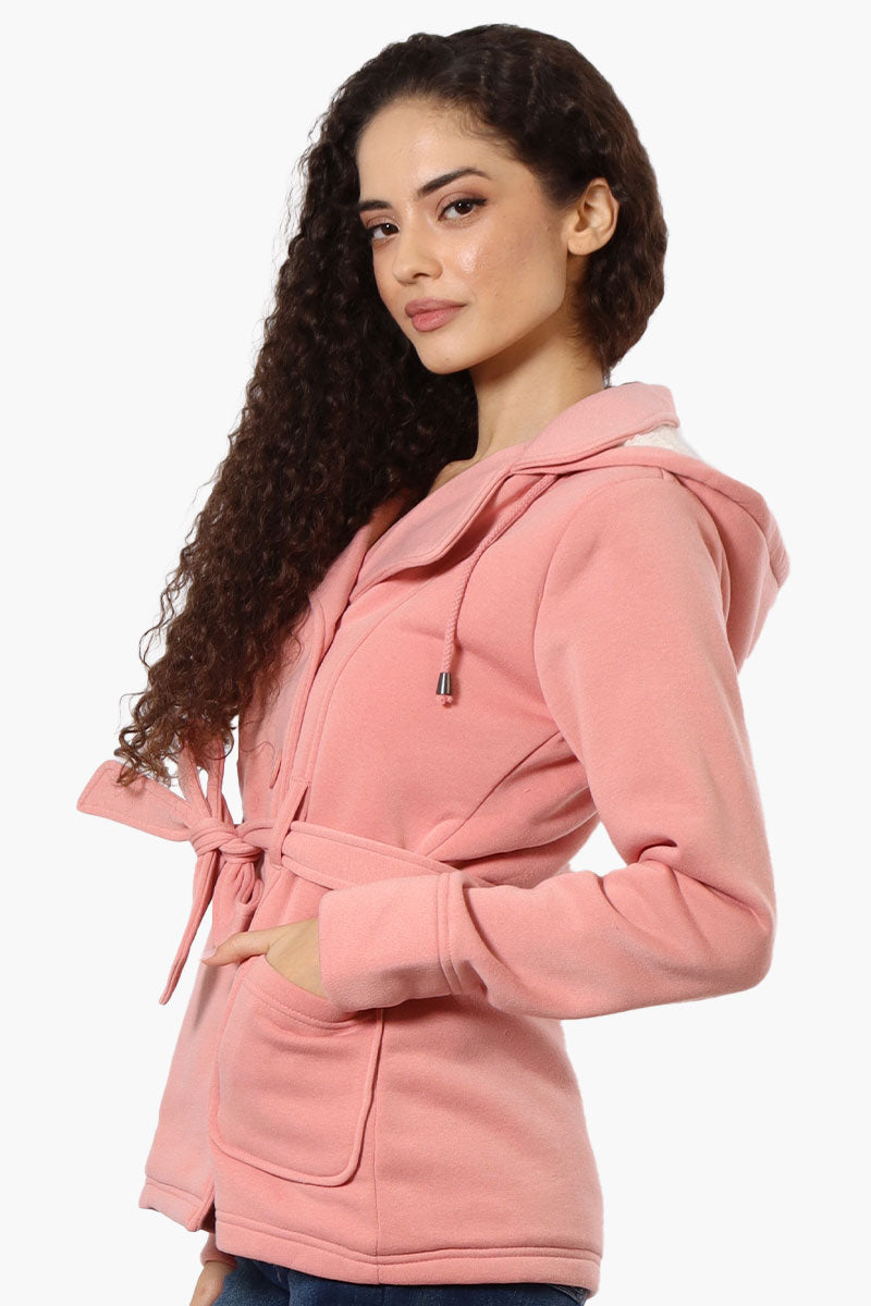 Fahrenheit Sherpa Lined Double Breasted Lightweight Jacket - Pink - Womens Lightweight Jackets - Fairweather